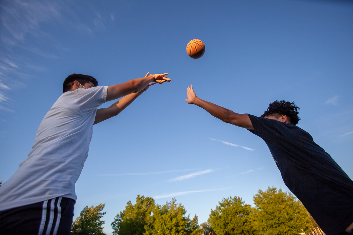 Basketball players at the park